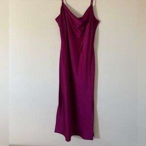 Rose Magenta medium silk midi dress